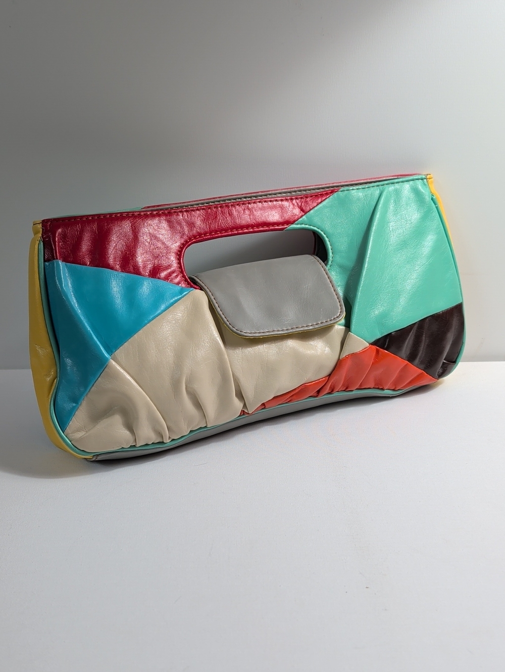 Vintage Bonita Multi-Color Patchwork Colorblock Clutch Bag